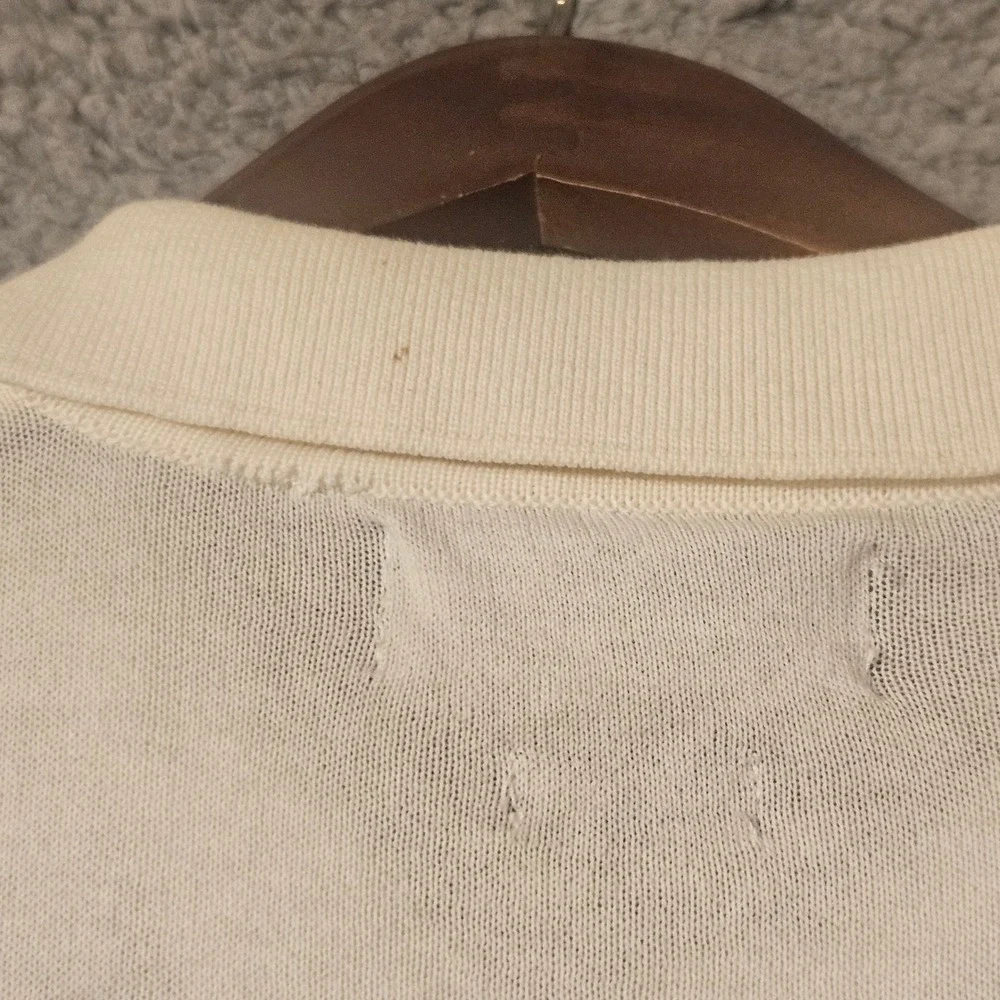 Polo Ralph Lauren Mens Cream Cotton Long Sleeve Polo Sweater Made in Italy Large